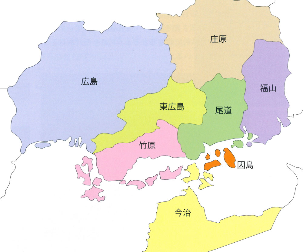 広島県全域と愛媛県東予地区のネットワーク